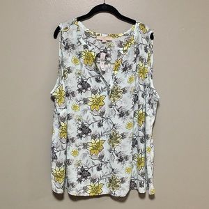Loft Sleeveless Aqua Floral Top